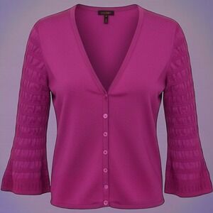 ESCADA | Fuchsia Flare Sleeve Cardigan Romantic Valentine Luxe Knit Size 38 US M